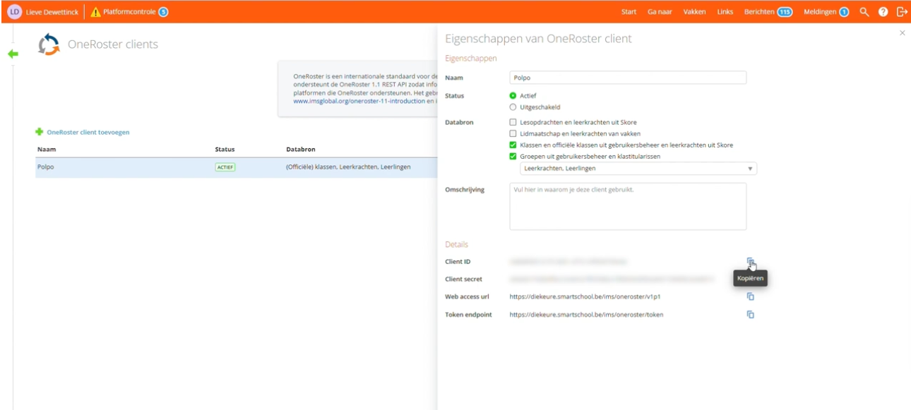smartschool gegevens oneroster